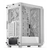PC Midi Tower korpuss ENDORFY ARX 500 ARGB balta — rūdīts stikls, atbalsta ATX/Micro-ATX/Mini-ITX, 3x140mm priekšā + 1x140mm aizmugurē, 1×3,5 collu + 6×2,5 collu nodalījumi