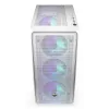 PC Midi Tower korpuss ENDORFY ARX 500 ARGB balta — rūdīts stikls, atbalsta ATX/Micro-ATX/Mini-ITX, 3x140mm priekšā + 1x140mm aizmugurē, 1×3,5 collu + 6×2,5 collu nodalījumi