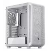 PC Midi Tower korpuss ENDORFY ARX 500 ARGB balta — rūdīts stikls, atbalsta ATX/Micro-ATX/Mini-ITX, 3x140mm priekšā + 1x140mm aizmugurē, 1×3,5 collu + 6×2,5 collu nodalījumi