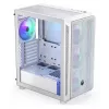 PC Midi Tower korpuss ENDORFY ARX 500 ARGB balta — rūdīts stikls, atbalsta ATX/Micro-ATX/Mini-ITX, 3x140mm priekšā + 1x140mm aizmugurē, 1×3,5 collu + 6×2,5 collu nodalījumi