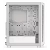 PC Midi Tower korpuss ENDORFY ARX 500 ARGB balta — rūdīts stikls, atbalsta ATX/Micro-ATX/Mini-ITX, 3x140mm priekšā + 1x140mm aizmugurē, 1×3,5 collu + 6×2,5 collu nodalījumi