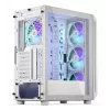 PC Midi Tower korpuss ENDORFY ARX 500 ARGB balta — rūdīts stikls, atbalsta ATX/Micro-ATX/Mini-ITX, 3x140mm priekšā + 1x140mm aizmugurē, 1×3,5 collu + 6×2,5 collu nodalījumi