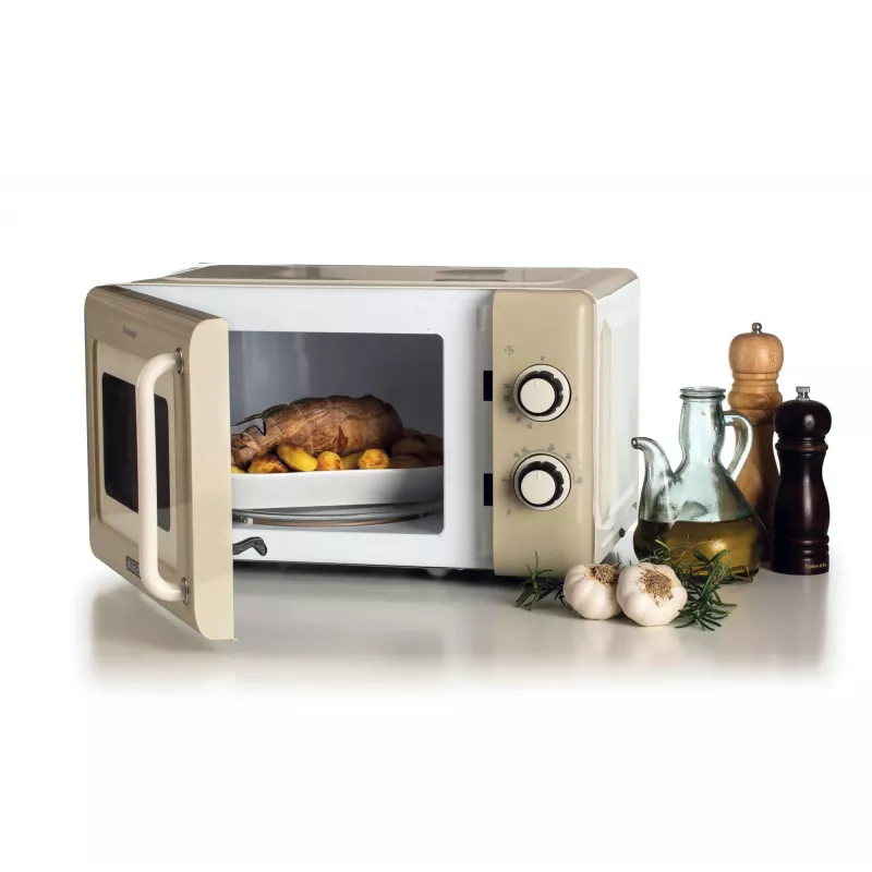 Ariete Vintage Line 3960 Vintage mikroviļņu krāsns, 800W, tilpums 20L, 3 funkcijas, 5 gatavošanas līmeņi, taimeris, smilškrāsas