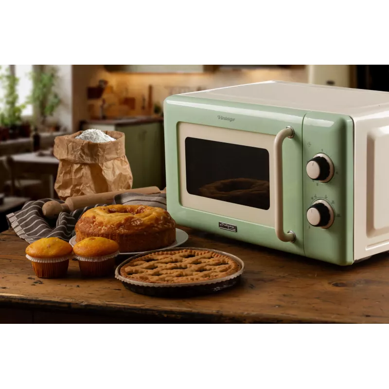 Ariete Vintage Line 3960 Vintage mikroviļņu krāsns, 800 W, ietilpība 20 L, 3 funkcijas, 5 gatavošanas līmeņi, taimeris, zaļa