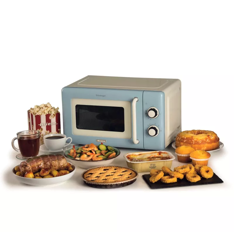 Ariete Vintage Line 3960 Vintage mikroviļņu krāsns, 800W, ietilpība 20L, 3 funkcijas, 5 gatavošanas līmeņi, taimeris, zila