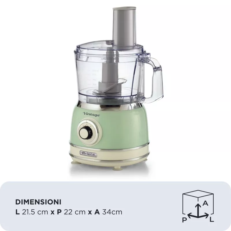Virtuves kombains ARIETE Vintage Line 1781/04 — 1000 W, 2,1 L, zaļš