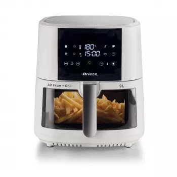 Ariete 4630 Gaisa cepeškrāsns 9L, 1300W, Tilpums 9L, Gatavošanas tilpums 2,5 kg, 8 iepriekš iestatītas programmas, Temperatūra līdz 200°, Caurspīdīgs grozs gatavošanas kontrolei, Balta