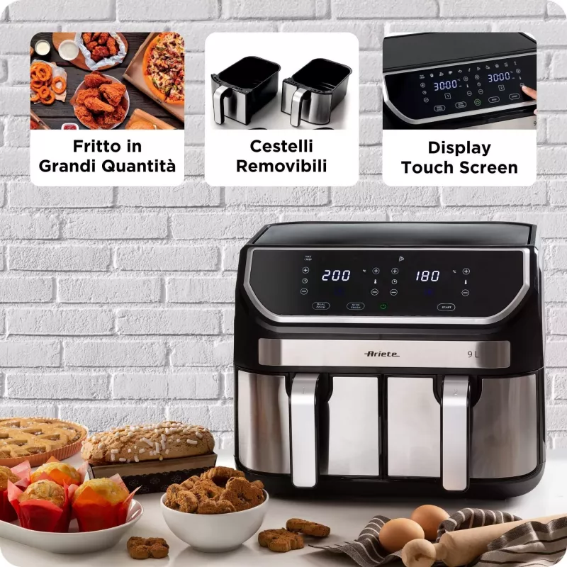 Karstā gaisa fritieris Ariete 4625/00 9 L 2100 W Melns Sudrabs