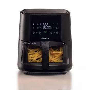 Ariete 4630 Karstā gaisa fritieris 9L, 1300W, Tilpums 9L, Gatavošanas tilpums 2.5kg, 8 iepriekš iestatītas programmas, Temperatūra līdz 200°, Caurspīdīgs grozs gatavošanas kontrolei, Melns