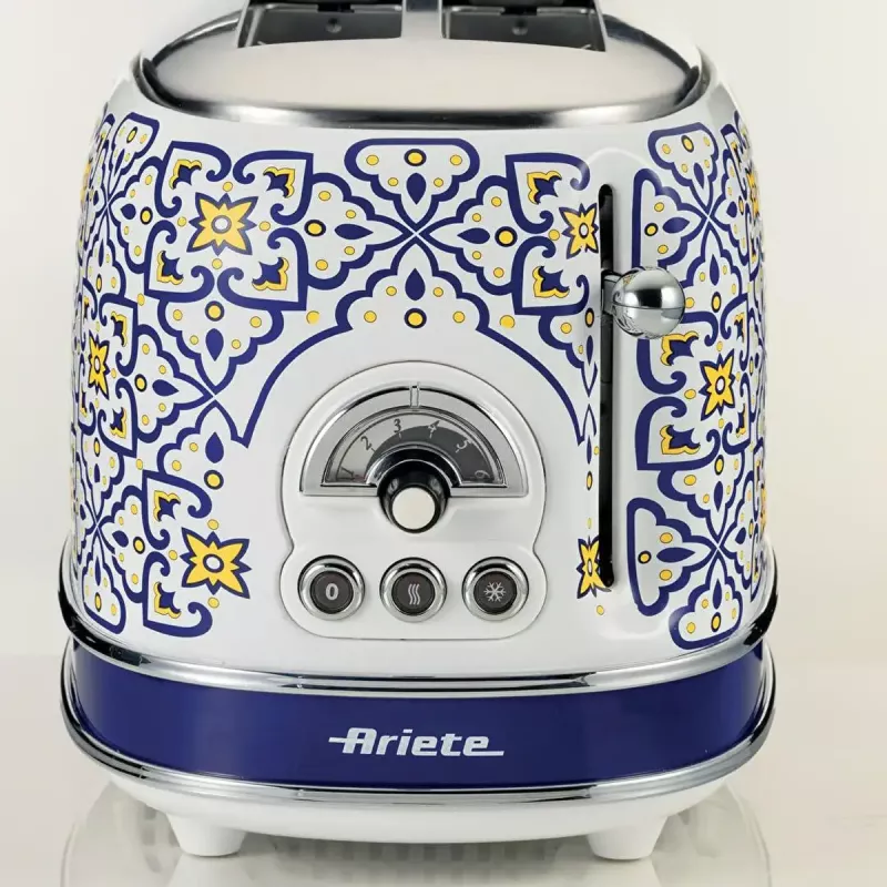 Ariete 155 Toaster Capri, 810 W, 2 šķēles, 6 apbrūnināšanas līmeņi, drupatu paplāte, atkausēšanas funkcija, automātiska izmešana, bez skavām