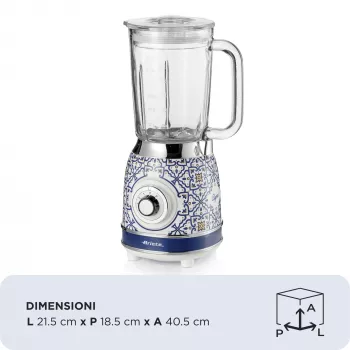 Ariete 583 Capri blenderis ar 1,5 litru stikla trauku, 4 nerūsējošā tērauda asmeņiem, 4 ātrumiem + pulsa funkcija, 1000 W