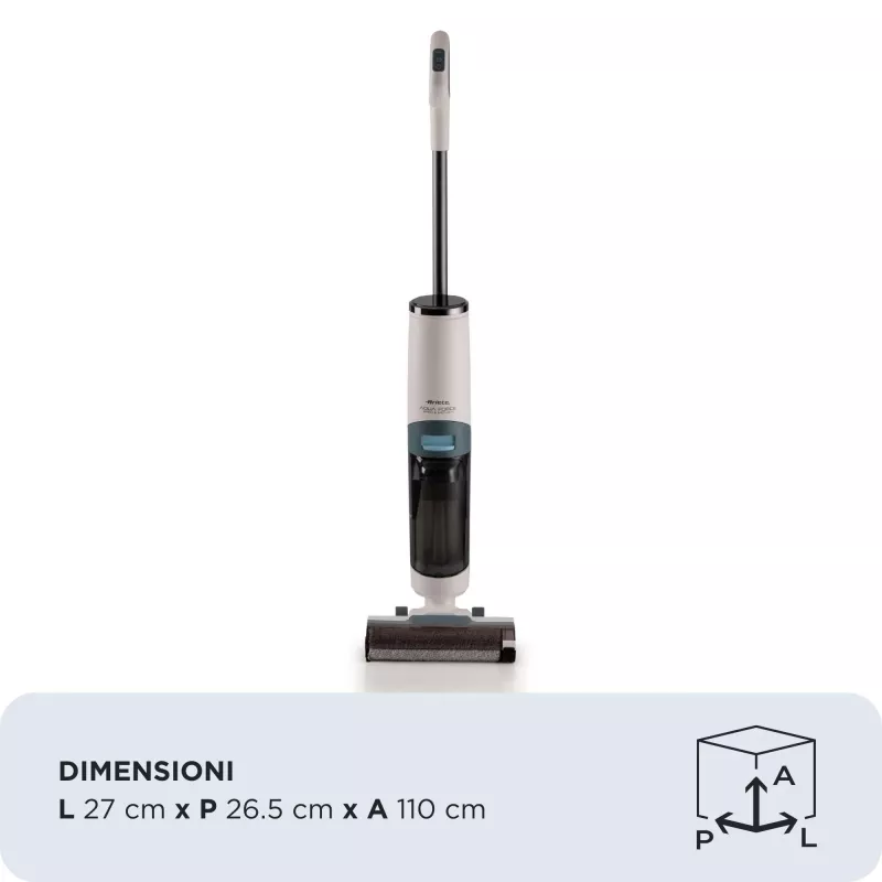Ariete 2483 Aqua Force Wash & Vacuum, viedais putekļsūcējs, bezvadu grīdas tīrītājs, bezvadu, sūc un tīra, mājdzīvnieku mati, sausie un slapjie netīrumi, 700 ml tilpums, komplektā iekļauti piederumi