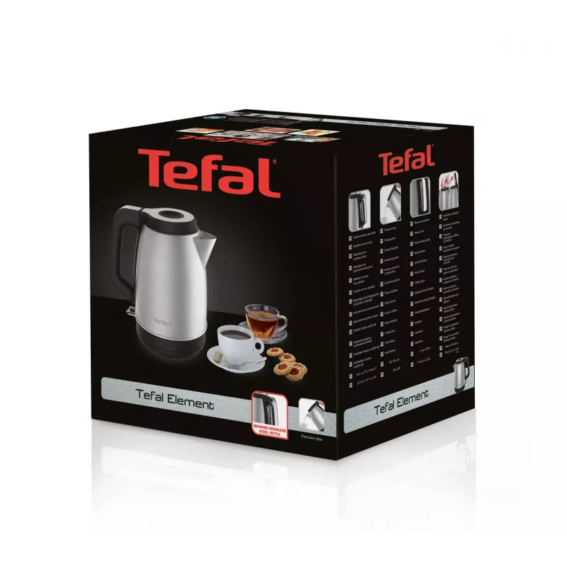 Tefal KI280D elektriskā tējkanna 1.7 L 2400 W Melna, nerūsējošais tērauds
