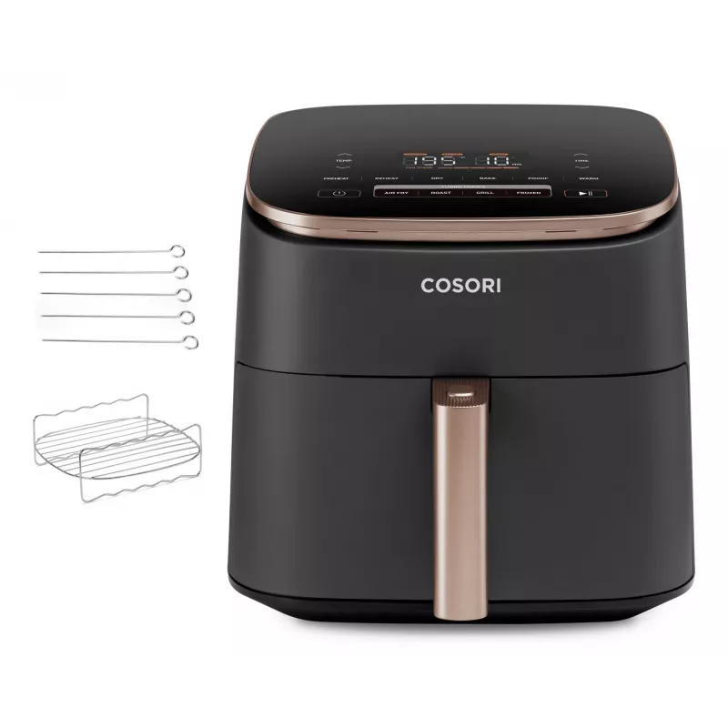 Cosori Turbo Blaze Chef Edition Single 6 L brīvi stāvoša 1725 W karstā gaisa fritieris Melns, Rozā zelts