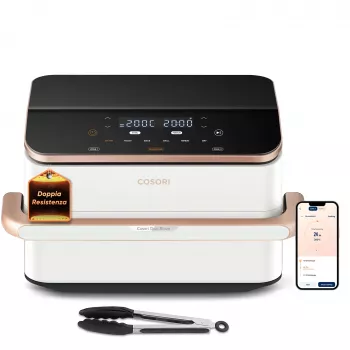 Cosori Dual Blaze Twinfry Chef Edition dubultā 10 L brīvstāvoša 2800 W karstā gaisa fritieris rožu zelta, balta