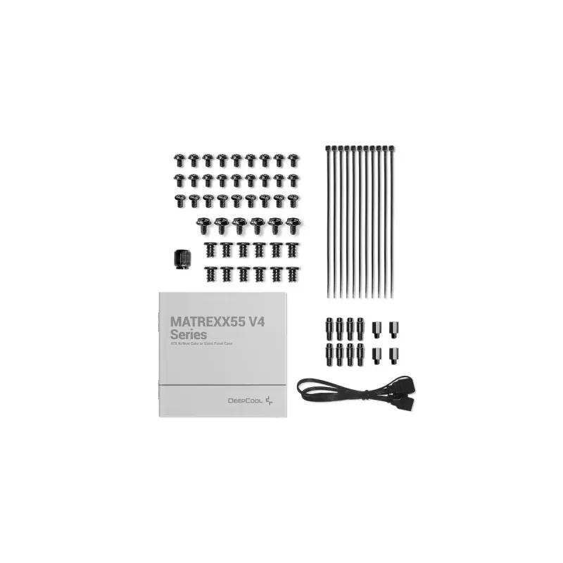 PC korpuss DeepCool MATREXX55 V4 C Midi Tower Melns — rūdīta stikla, ATX/microATX atbalsts, USB-C, maks. GPU 370 mm