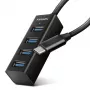 Axagon HUE-M1C 4x USB 3.2 Gen 1 MINI centrmezgls, metāla, 20cm USB-C kabelis
