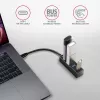 Axagon HUE-M1C 4x USB 3.2 Gen 1 MINI centrmezgls, metāla, 20cm USB-C kabelis