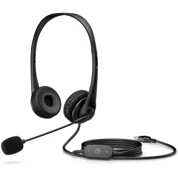 HP Stereo USB Headset G2, vadu, birojs/zvanu centrs, 90 g, austiņas ar mikrofonu, melns