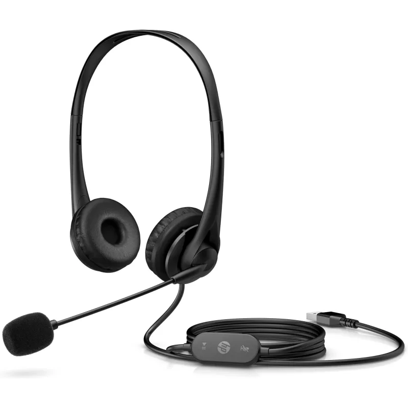 HP Stereo USB Headset G2, vadu, birojs/zvanu centrs, 90 g, austiņas ar mikrofonu, melns