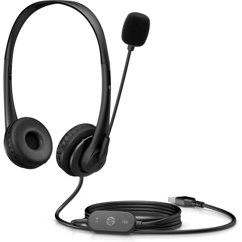 HP Stereo USB Headset G2, vadu, birojs/zvanu centrs, 90 g, austiņas ar mikrofonu, melns