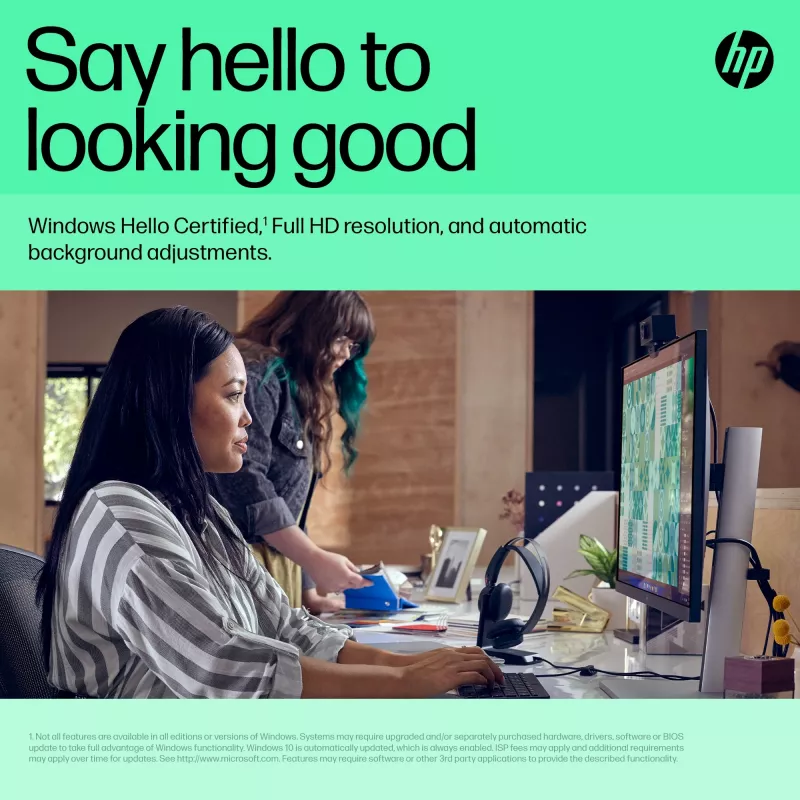 HP 625 FHD Webkamera, 4 MP, 1920 x 1080 pikseļi, Full HD, biznesa klase, USB, melna