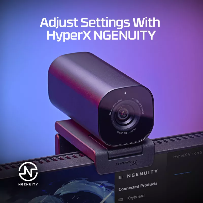 HyperX Vision S Webkamera, melna, Windows 10, Windows 11, Mac OS X 10.10 Yosemite, MacOS, ChromeOS, 45 mm, 93,3 mm