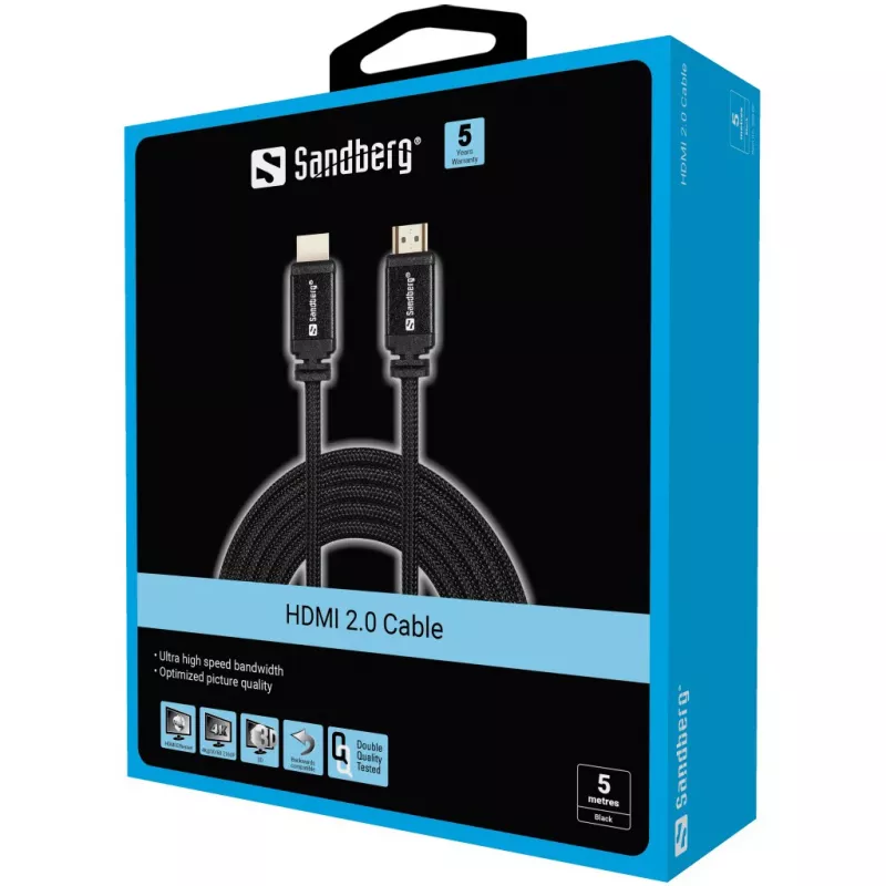 HDMI kabelis Sandberg HDMI 2.0 19M-19M 5m