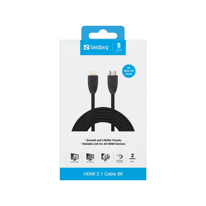 HDMI kabelis Sandberg HDMI 2.1 kabelis 8K 2m