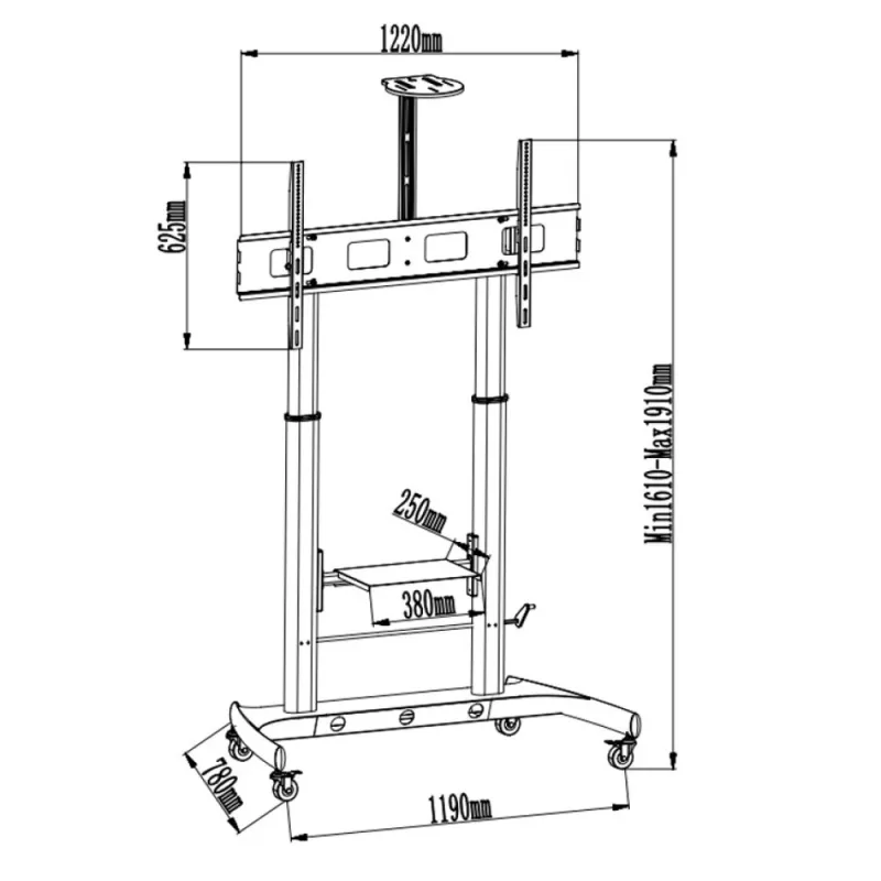 Techly ICA-TR45 TV skapis/izklaides centrs ar 2 plauktiem