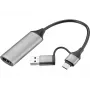 Sandberg HDMI Capture Link uz USB-C/A, HDMI Type A (Standard), USB Type-A + USB Type-C, Female, Male, Straight, Straight