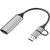 Sandberg HDMI Capture Link uz USB-C/A, HDMI Type A (Standard), USB Type-A + USB Type-C, Female, Male, Straight, Straight