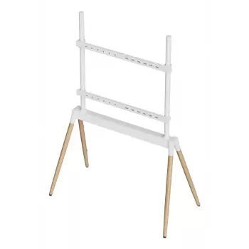 Gembird TVS-86F-01-W grīdas TV statīvs 55–86" (2,18 m), VESA līdz 600x400, augstums 113–144 cm, līdz 40 kg, balts/koka
