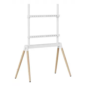 Gembird TVS-86F-01-W grīdas TV statīvs 55–86" (2,18 m), VESA līdz 600x400, augstums 113–144 cm, līdz 40 kg, balts/koka