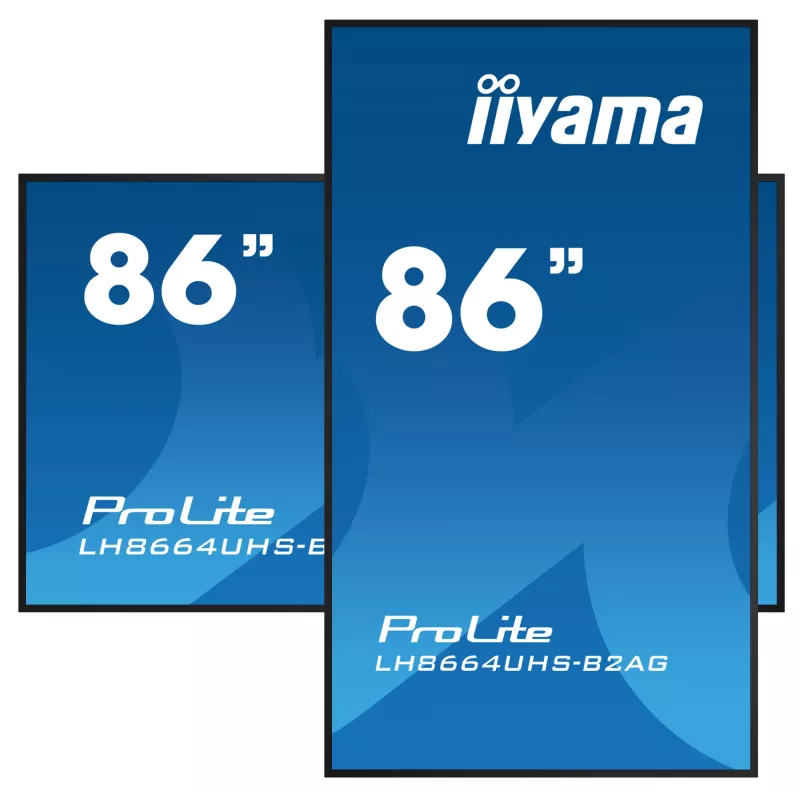 iiyama LH8664UHS-B2AG Signage Display Digital signage flat panel 2.17 m (85.6 collas) Wi-Fi 500 cd/m² 4K Ultra HD Melns Iebūvēts procesors Android 11 24/7