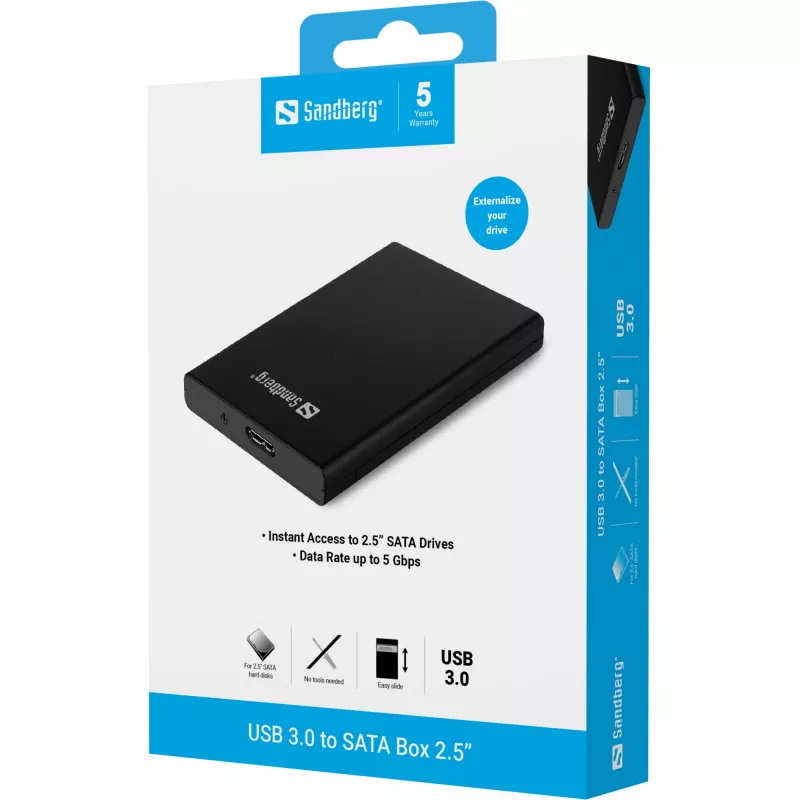HDD/SSD korpuss Sandberg USB 3.0 uz SATA Box 2.5''