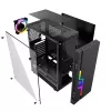 PC korpuss GEMBIRD Fornax 2000 RGB Midi Tower melns — Micro ATX/ITX/ATX, 1x120 mm aizmugures ventilators, 2x2,5 collu nodalījumi, 2x3.0 USB-A, rūdīts stikls
