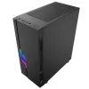 PC korpuss GEMBIRD Fornax 2000 RGB Midi Tower melns — Micro ATX/ITX/ATX, 1x120 mm aizmugures ventilators, 2x2,5 collu nodalījumi, 2x3.0 USB-A, rūdīts stikls