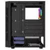 PC korpuss GEMBIRD Fornax 2000 RGB Midi Tower melns — Micro ATX/ITX/ATX, 1x120 mm aizmugures ventilators, 2x2,5 collu nodalījumi, 2x3.0 USB-A, rūdīts stikls