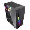 PC korpuss GEMBIRD Fornax 2000 RGB Midi Tower melns — Micro ATX/ITX/ATX, 1x120 mm aizmugures ventilators, 2x2,5 collu nodalījumi, 2x3.0 USB-A, rūdīts stikls