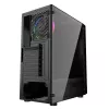 PC korpuss GEMBIRD Fornax 2000 RGB Midi Tower melns — Micro ATX/ITX/ATX, 1x120 mm aizmugures ventilators, 2x2,5 collu nodalījumi, 2x3.0 USB-A, rūdīts stikls