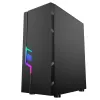 PC korpuss GEMBIRD Fornax 2000 RGB Midi Tower melns — Micro ATX/ITX/ATX, 1x120 mm aizmugures ventilators, 2x2,5 collu nodalījumi, 2x3.0 USB-A, rūdīts stikls