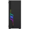 PC korpuss GEMBIRD Fornax 2000 RGB Midi Tower melns — Micro ATX/ITX/ATX, 1x120 mm aizmugures ventilators, 2x2,5 collu nodalījumi, 2x3.0 USB-A, rūdīts stikls