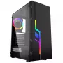 PC korpuss GEMBIRD Fornax 2000 RGB Midi Tower melns — Micro ATX/ITX/ATX, 1x120 mm aizmugures ventilators, 2x2,5 collu nodalījumi, 2x3.0 USB-A, rūdīts stikls