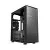PC korpuss GEMBIRD Fornax 160 Mini Tower — melns, SPCC, atbalsta ITX/mATX/ATX, 1×3,5 collu + 3×2,5 collu nodalījumi, 7 paplašināšanas sloti, 445×185×390 mm