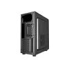 PC korpuss GEMBIRD Fornax 160 Mini Tower — melns, SPCC, atbalsta ITX/mATX/ATX, 1×3,5 collu + 3×2,5 collu nodalījumi, 7 paplašināšanas sloti, 445×185×390 mm