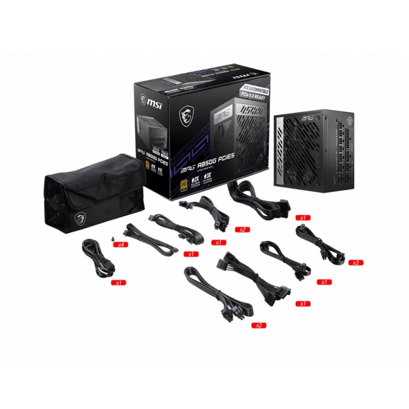 MSI MPG A850G PCIE5 barošanas bloks 850 W 24 kontaktu ATX ATX Melns