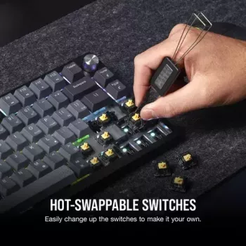 Mehaniskā spēļu tastatūra Corsair K65 PLUS WIRELESS RGB Wireless USB Melns
