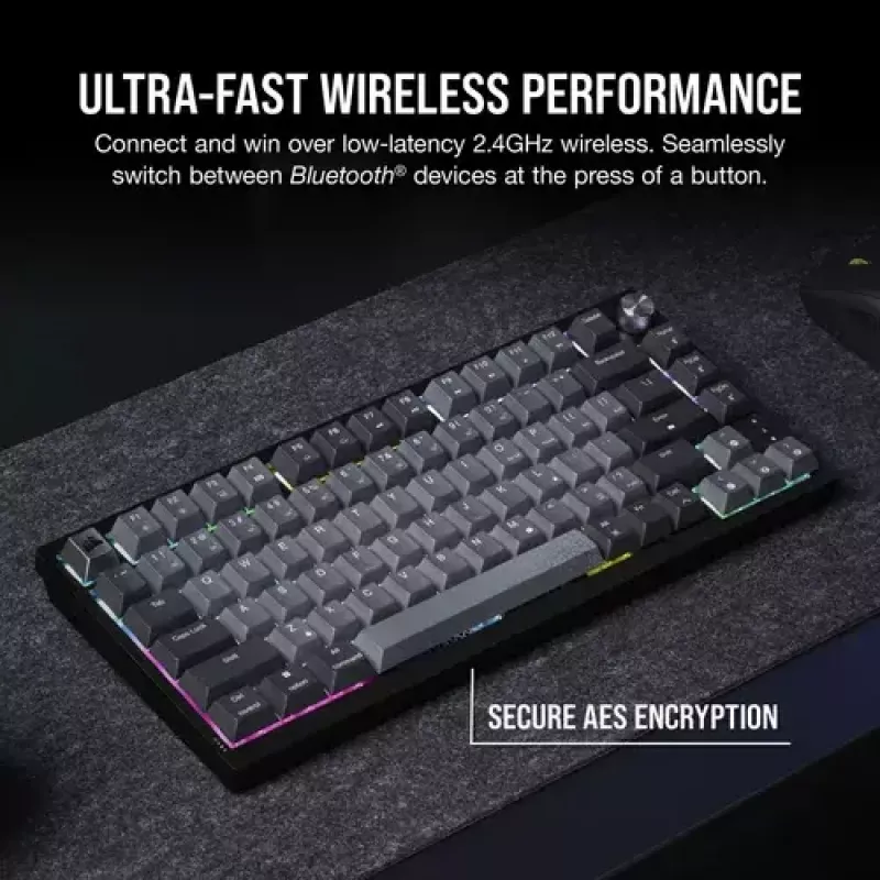 Mehaniskā spēļu tastatūra Corsair K65 PLUS WIRELESS RGB Wireless USB Melns