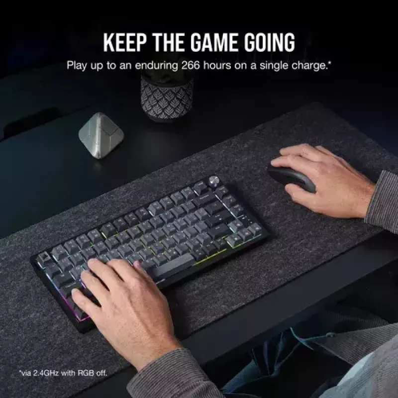 Mehaniskā spēļu tastatūra Corsair K65 PLUS WIRELESS RGB Wireless USB Melns